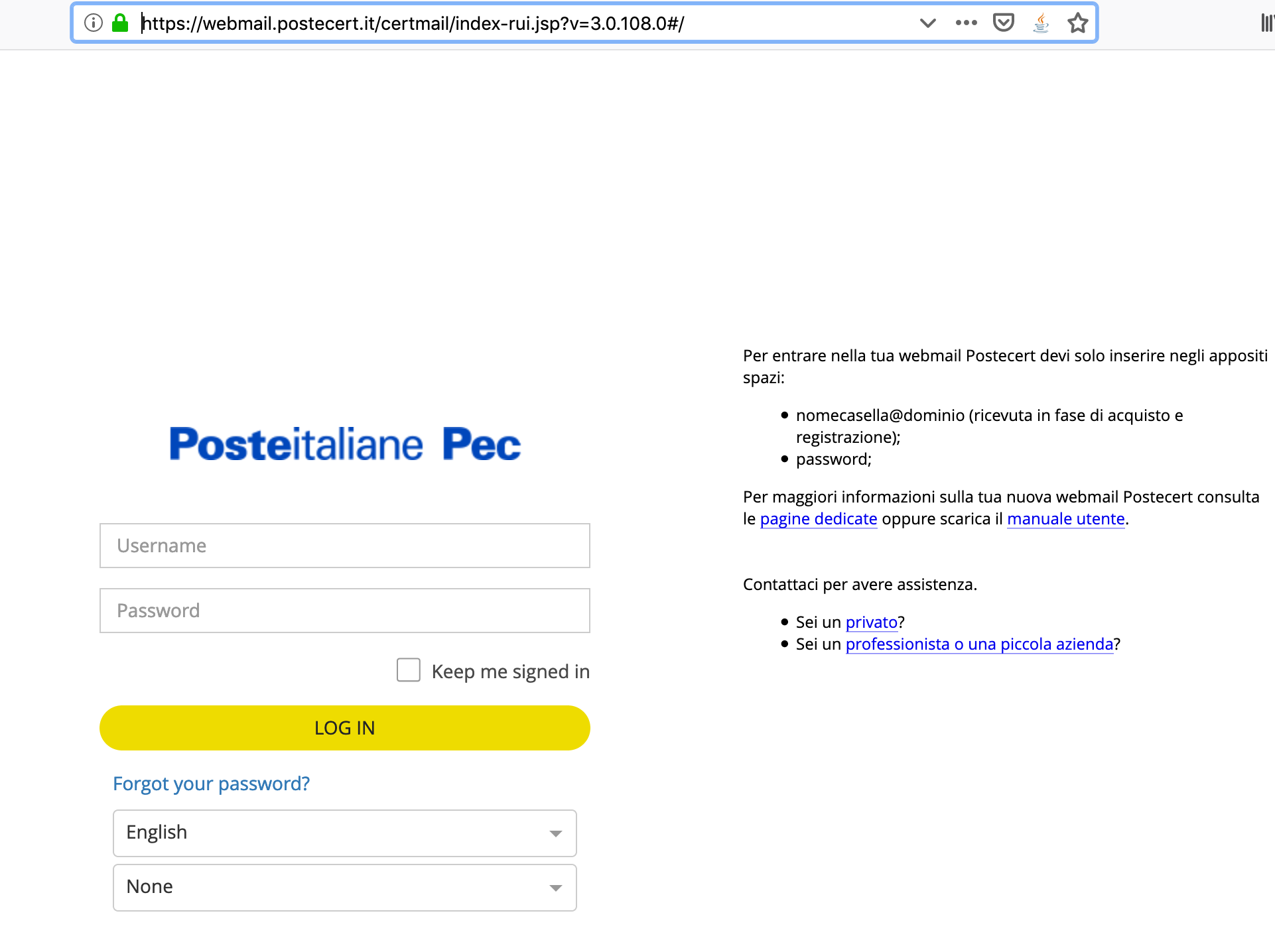 recupero password pec poste italiane